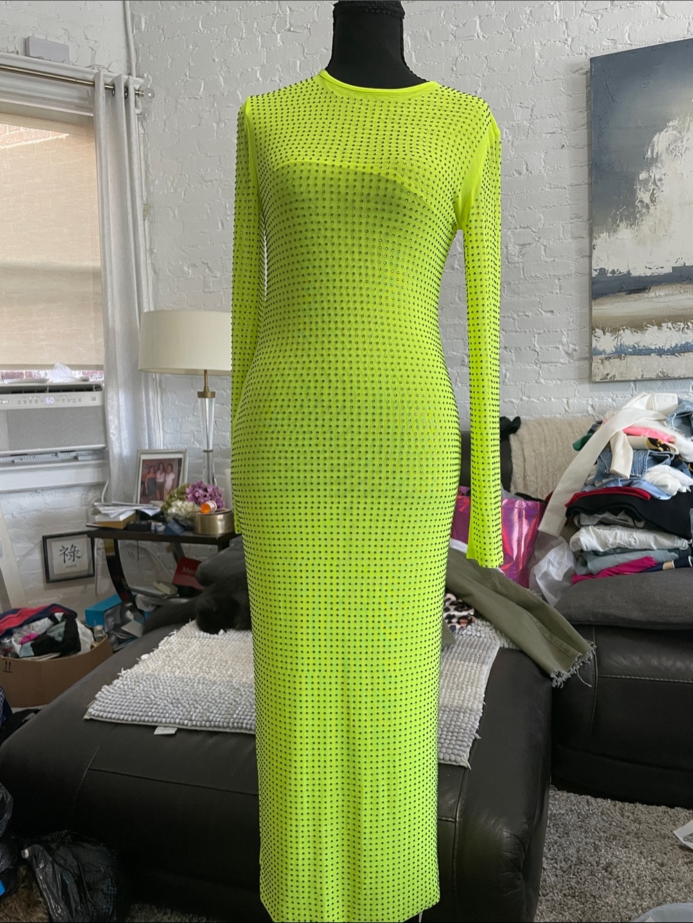 Mew mew Neon Yellow Long Bodycon Maxi Dress